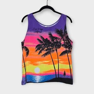 NEW Vintage Deadstock Neon San Diego Cali Bright Colored Tank Top Sm 80s/90s
